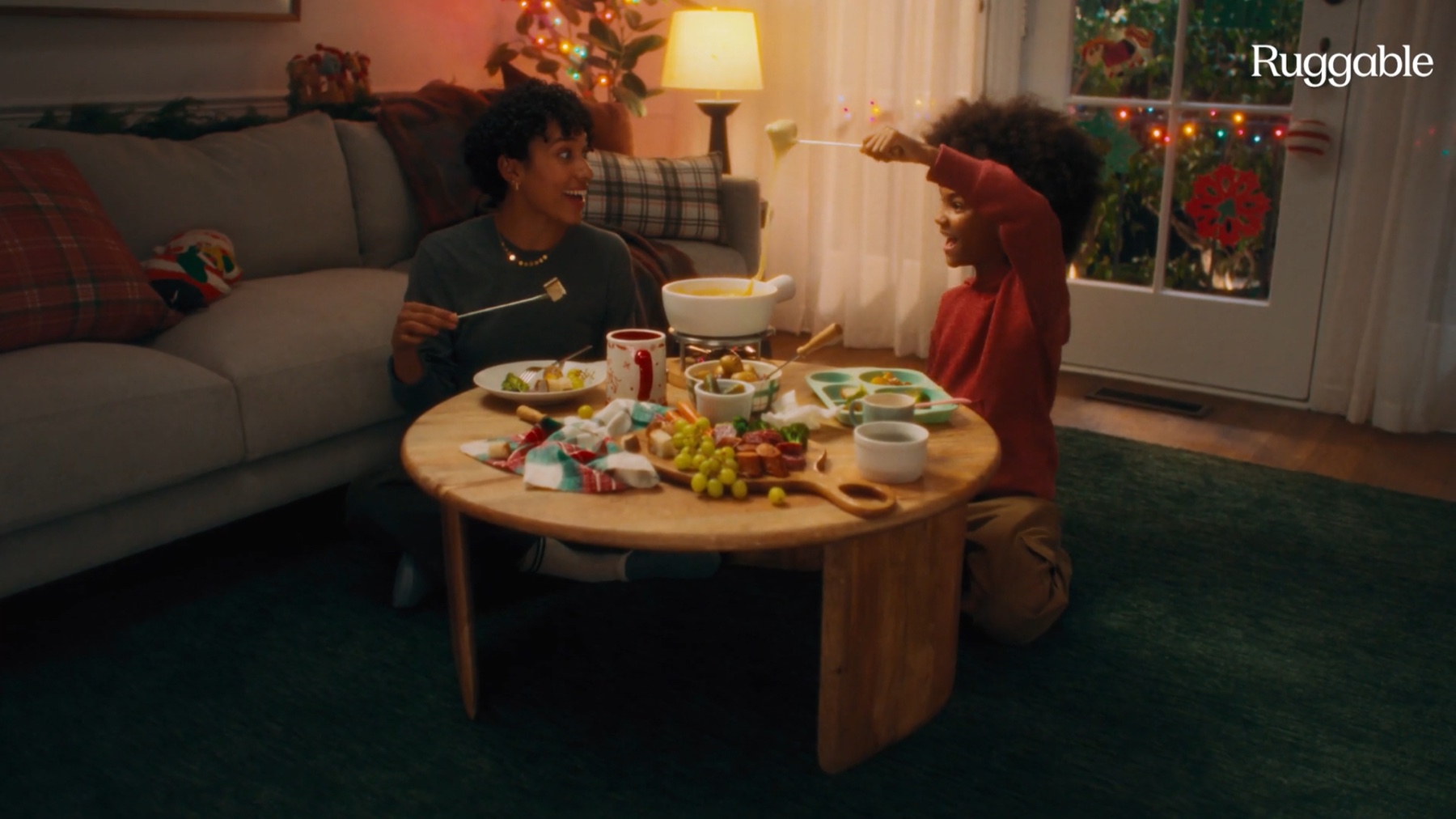 A holiday campaign scene for Ruggable
